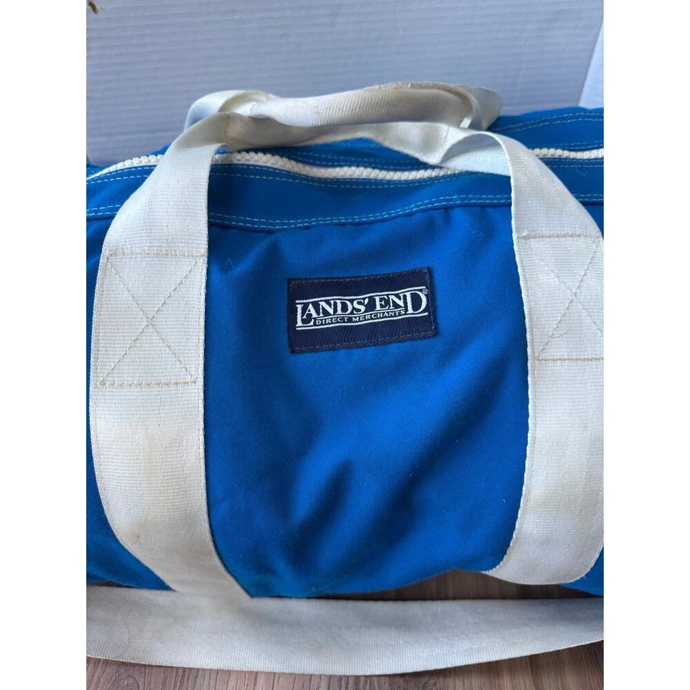 Vintage 80s Land’s End XL Blue Duffle Weekender Bag